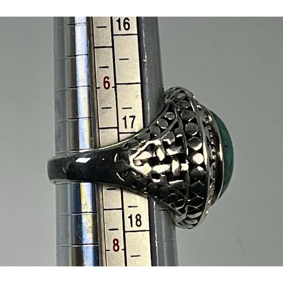STERLING SILVER Jenna Blue Cabochon TURQUOISE Domed Ring Size 7 - Vintage NOS - Picture 9 of 15